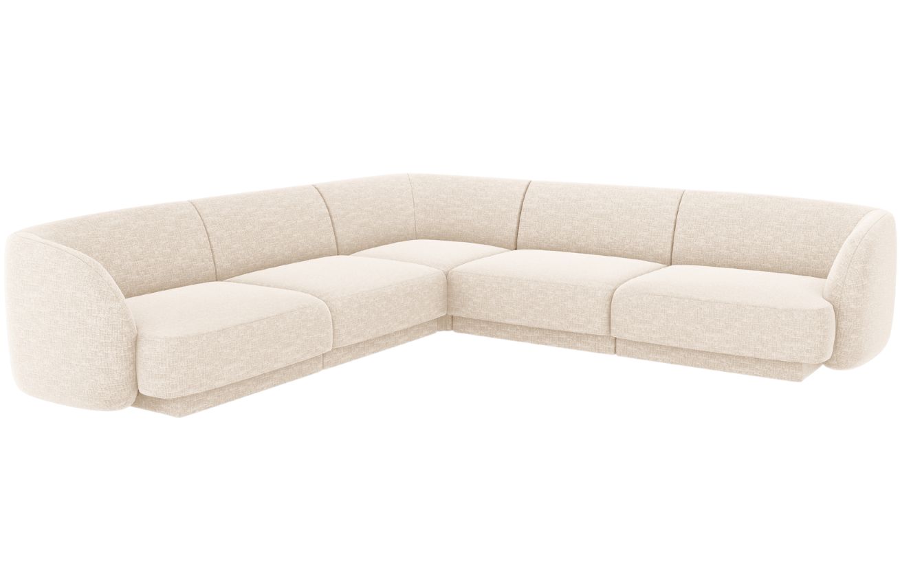 Bílá žinylková rohová pohovka MICADONI Miley 255 cm Micadoni