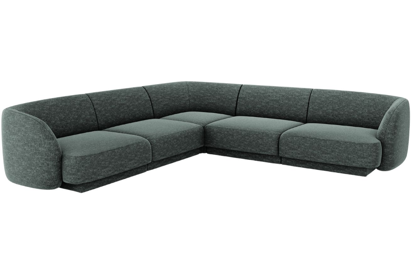 Zelená žinylková rohová pohovka MICADONI Miley 255 cm Micadoni