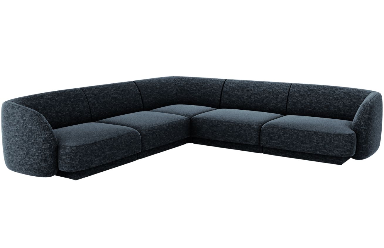 Modrá žinylková rohová pohovka MICADONI Miley 255 cm Micadoni