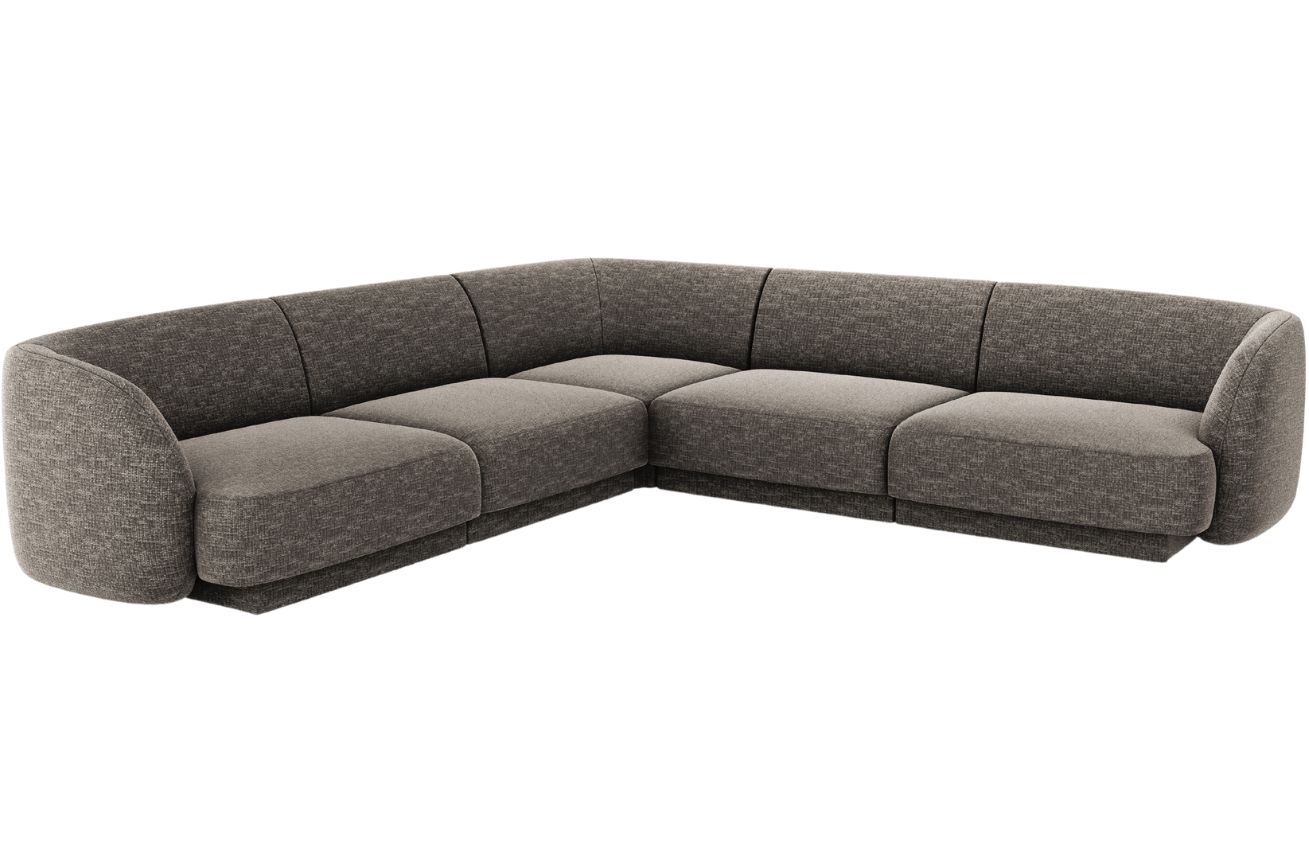 Šedá žinylková rohová pohovka MICADONI Miley 255 cm Micadoni