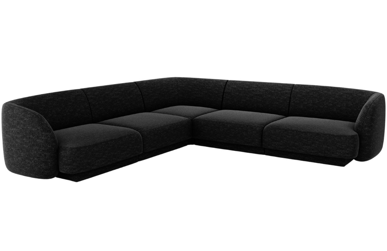 Černá žinylková rohová pohovka MICADONI Miley 255 cm Micadoni