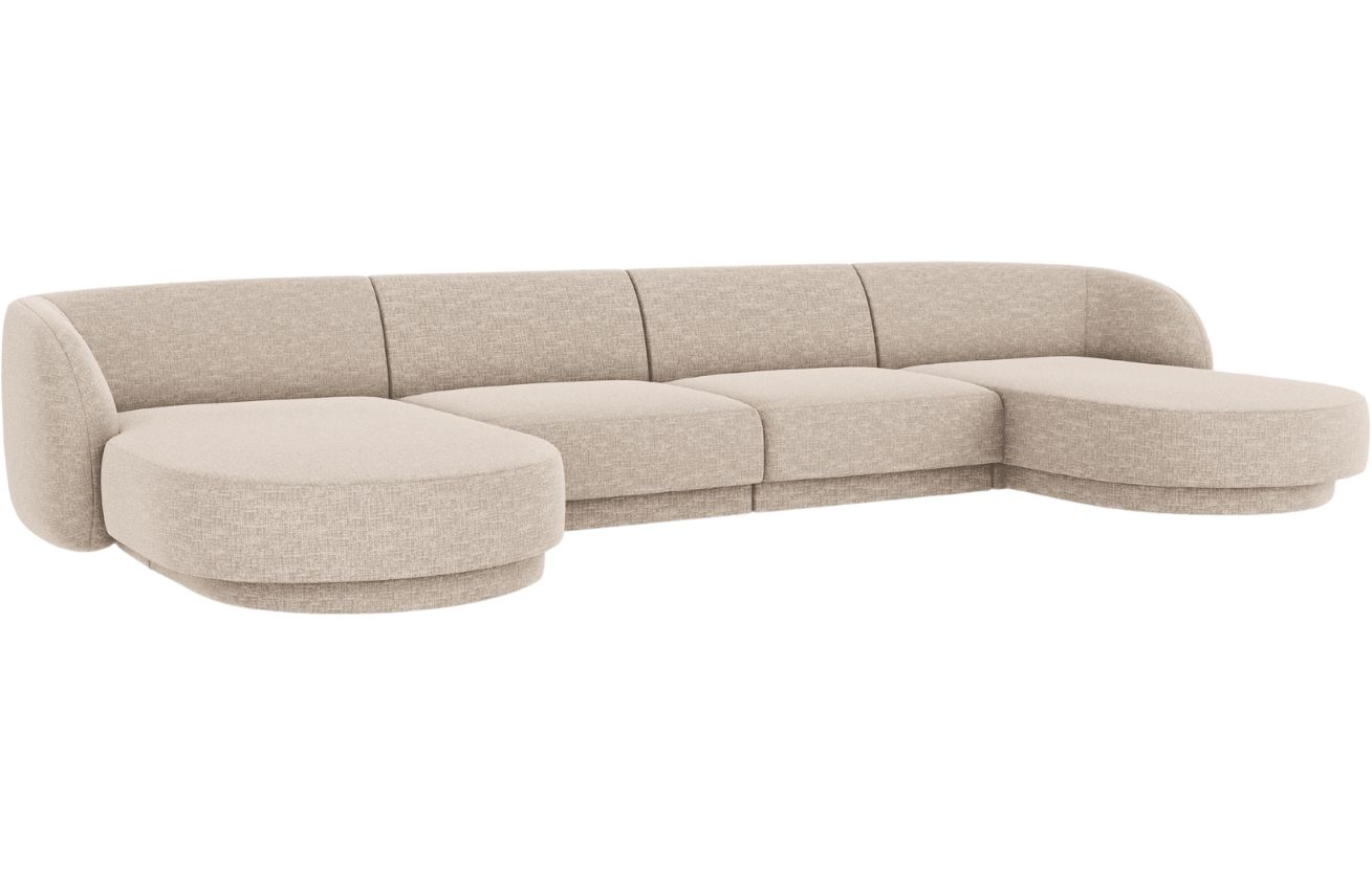 Béžová žinylková rohová pohovka do "U" MICADONI Miley 330 cm Micadoni