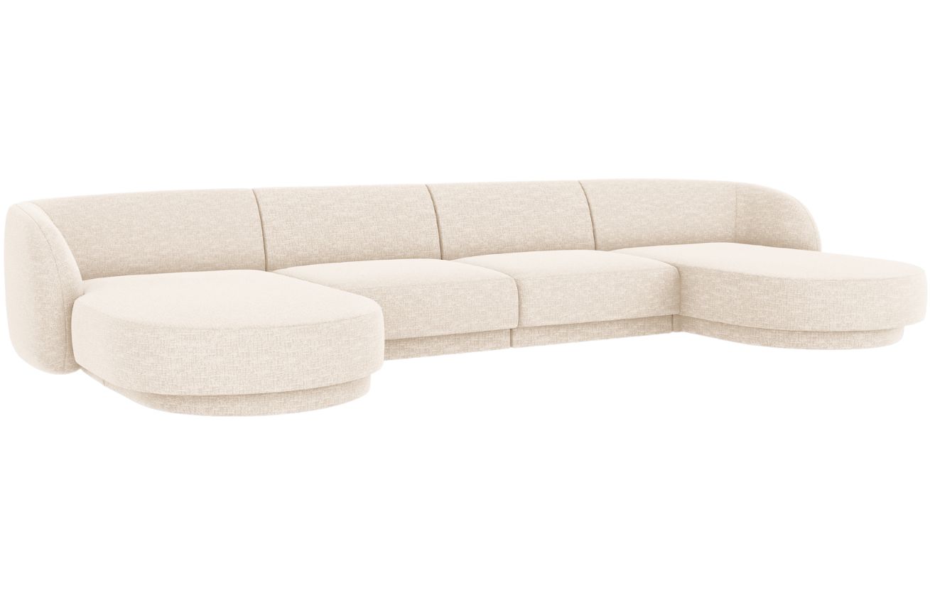 Bílá žinylková rohová pohovka do "U" MICADONI Miley 330 cm Micadoni