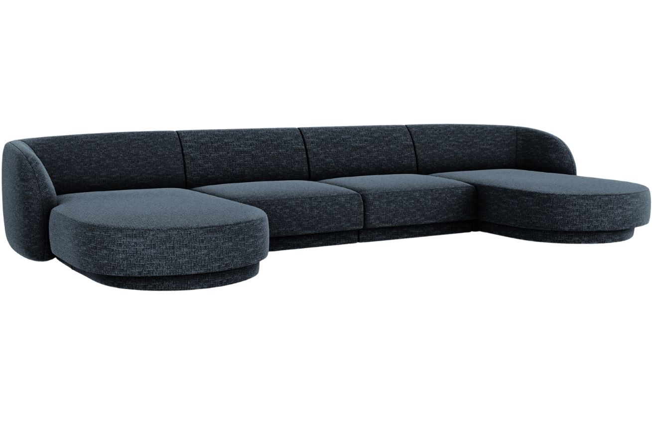 Modrá žinylková rohová pohovka do "U" MICADONI Miley 330 cm Micadoni