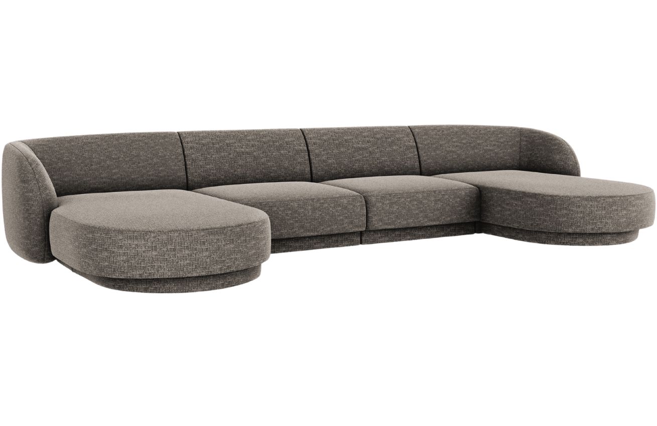 Šedá žinylková rohová pohovka do "U" MICADONI Miley 330 cm Micadoni