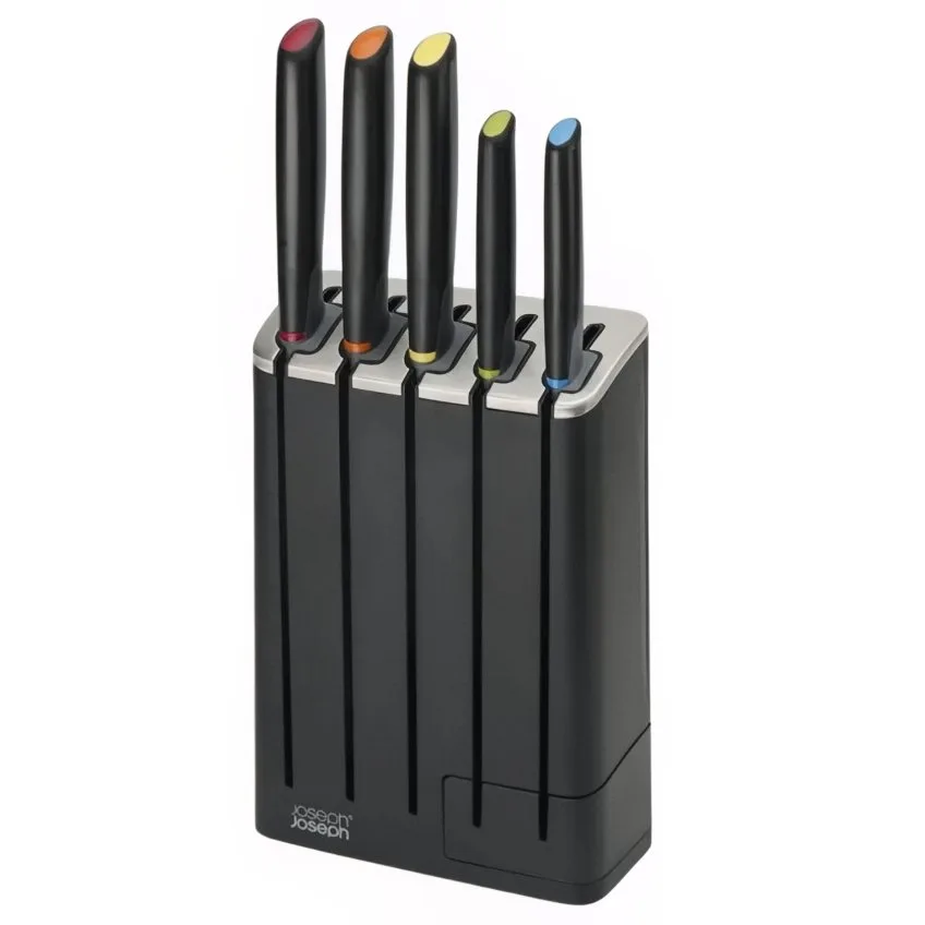 Joseph Joseph Sada nerezových nožů se stojanem a brouskem Elevate Knives Slimblock, 5 ks