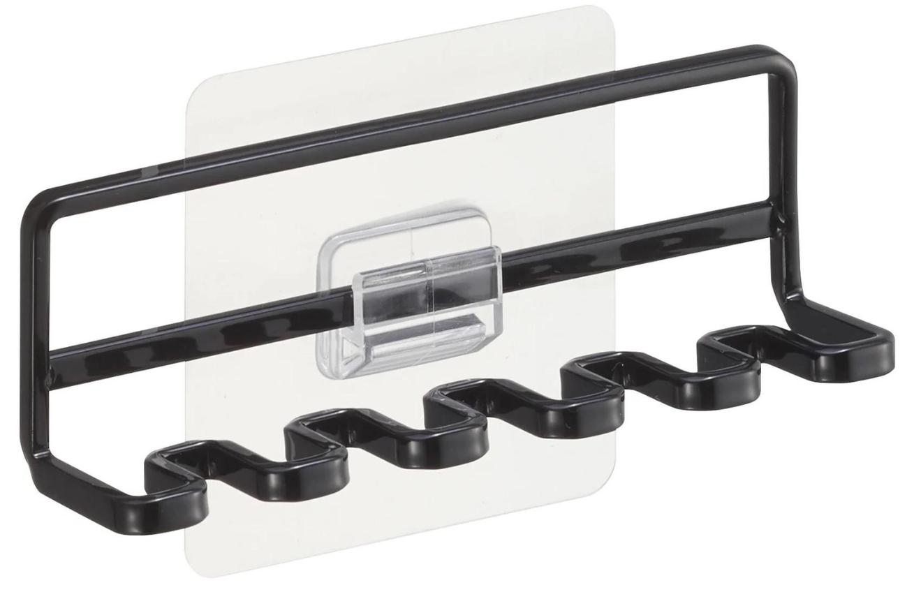 Černý kovový nástěnný držák na zubní kartáčky Yamazaki Film Hook YAMAZAKI