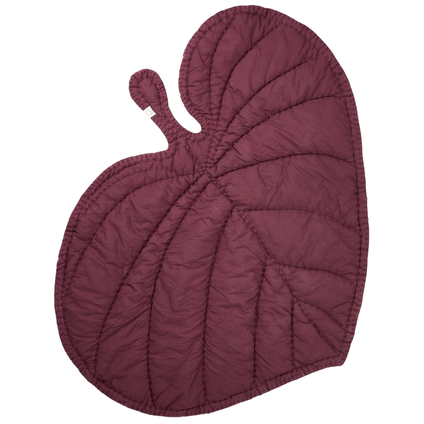 Nofred Vínově červená bavlněná dětská hrací deka Leaf 125 x 110 cm Nofred