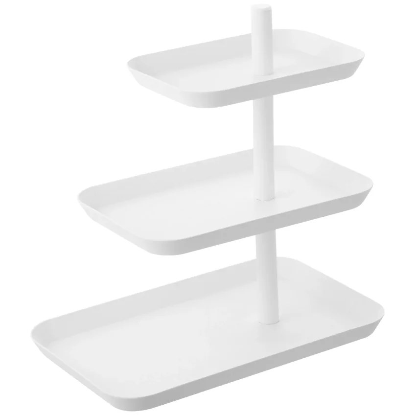 Bílý kovový třípatrový servírovací podnos Yamazaki Tower 25,7 cm