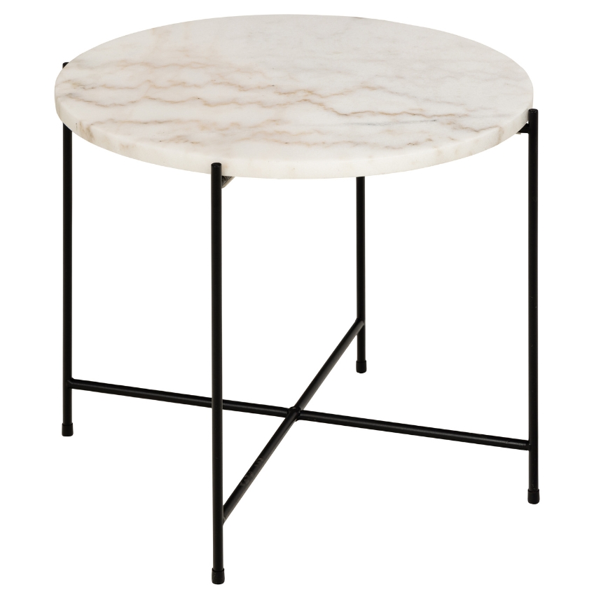 Scandi Bílý mramorový odkládací stolek Avila 52 cm Scandi