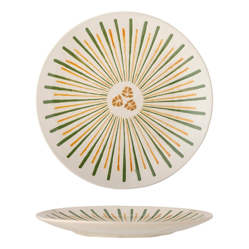 Béžovo-zelený kameninový talíř Bloomingville Heikki 35 cm Bloomingville