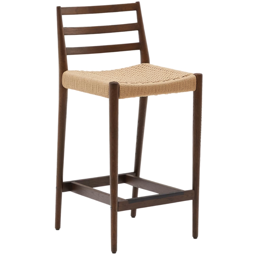 Ořechová barová židle Kave Home Analy 70 cm s výpletem Kave Home