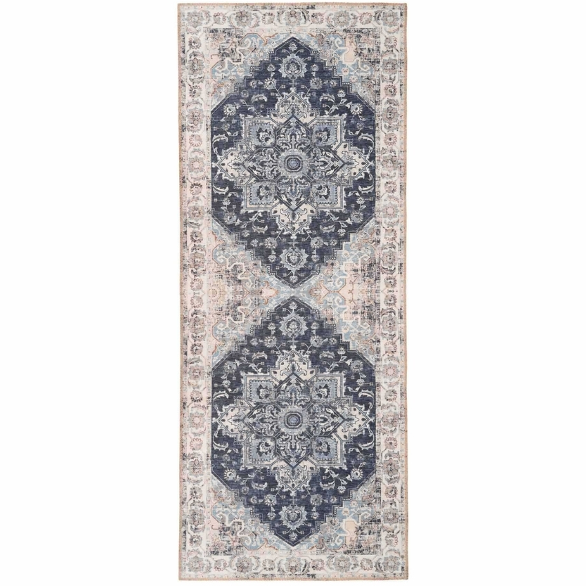 Nordic Living Modro bílý běhoun Shola 80 x 200 cm s orientálními vzory Nordic Living