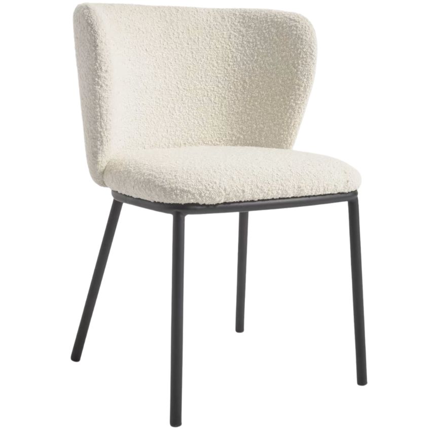 Bílá bouclé jídelní židle Kave Home Ciselia Kave Home