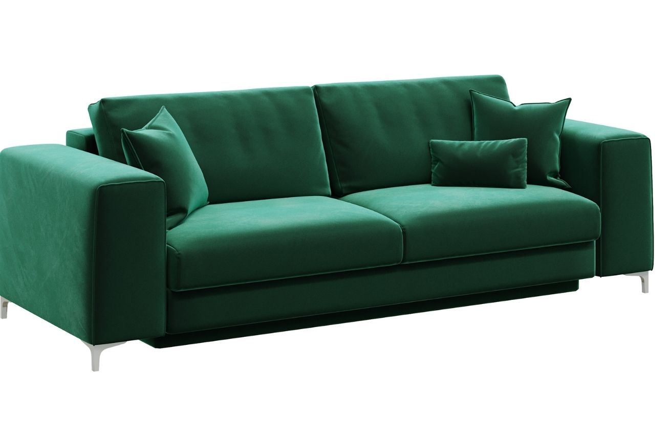 Tmavě zelená sametová třímístná rozkládací pohovka DEVICHY Rothe 256 cm Devichy