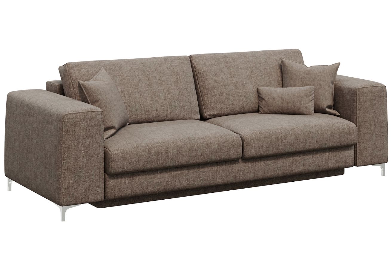 Tmavě béžová látková třímístná rozkládací pohovka DEVICHY Rothe 256 cm Devichy