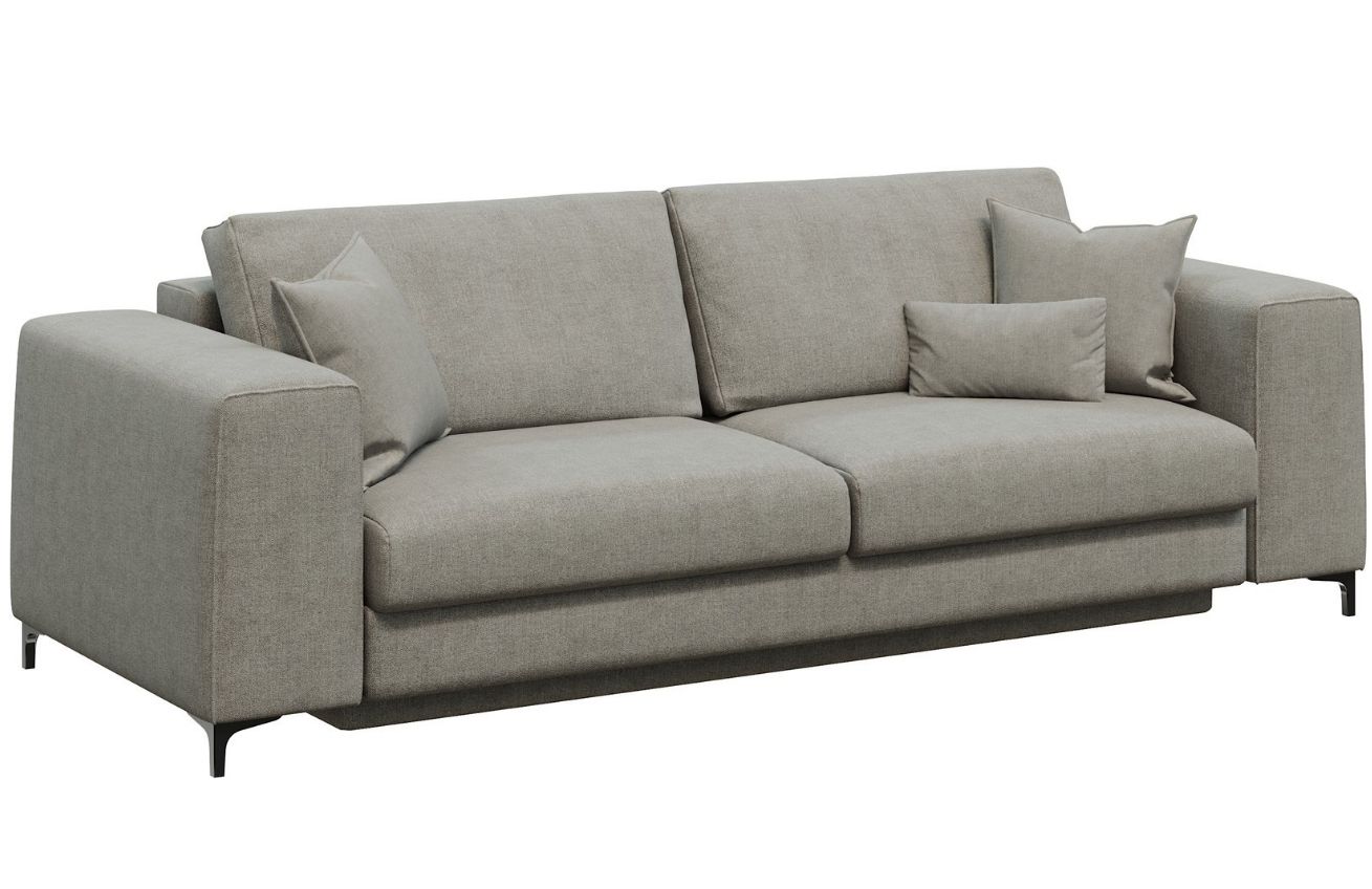 Světle šedá látková třímístná rozkládací pohovka DEVICHY Rothe 256 cm Devichy