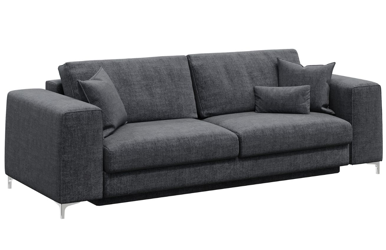 Tmavě šedá látková třímístná rozkládací pohovka DEVICHY Rothe 256 cm Devichy