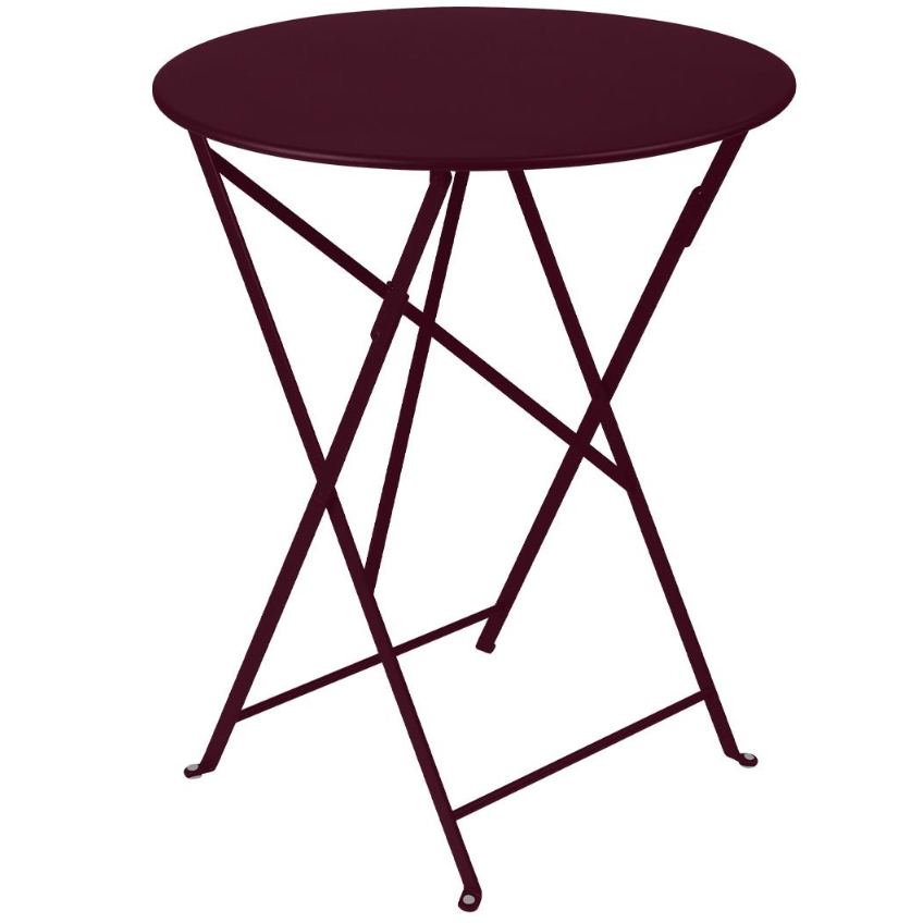 Třešňově červený kovový skládací stůl Fermob Bistro Ø 60 cm Fermob