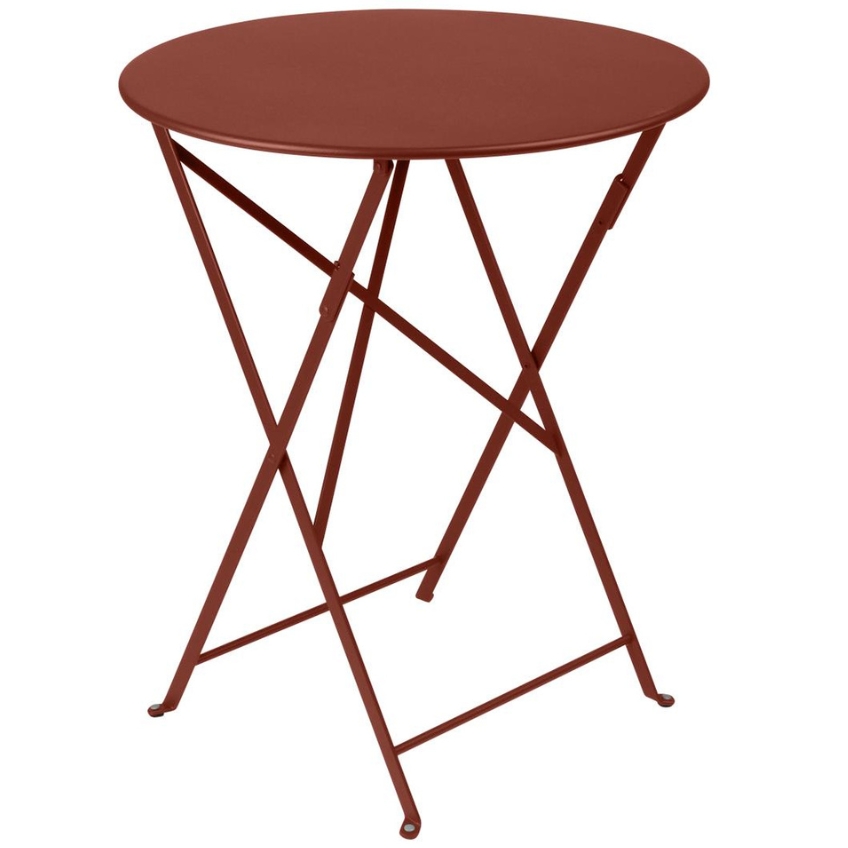 Zemitě červený kovový skládací stůl Fermob Bistro Ø 60 cm Fermob