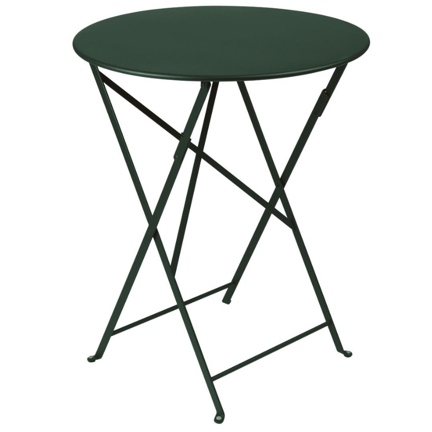 Tmavě zelený kovový skládací stůl Fermob Bistro Ø 60 cm Fermob