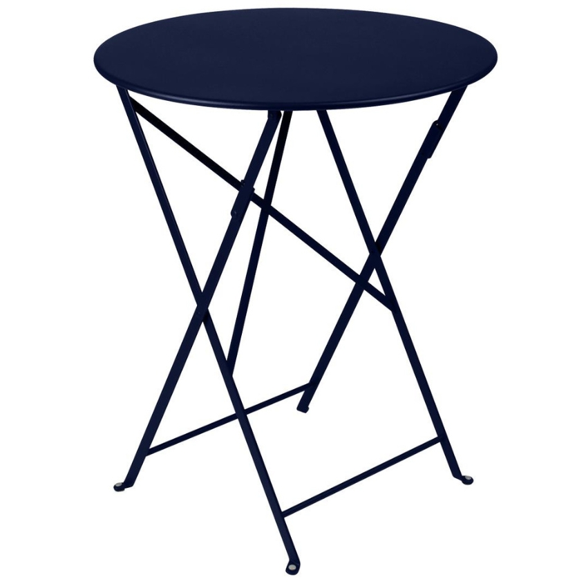 Tmavě modrý kovový skládací stůl Fermob Bistro Ø 60 cm Fermob