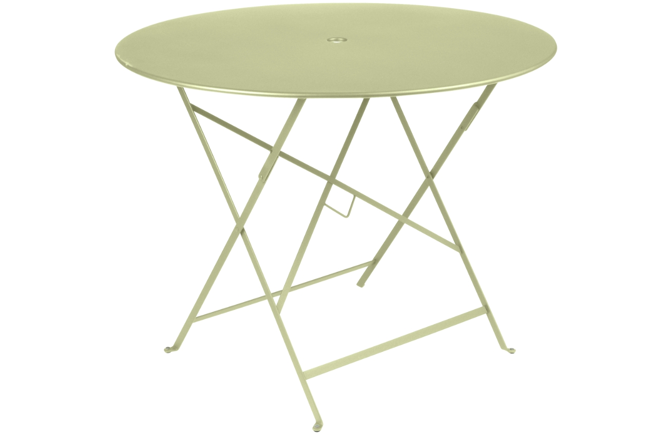 Světle zelený kovový skládací stůl Fermob Bistro Ø 96 cm Fermob