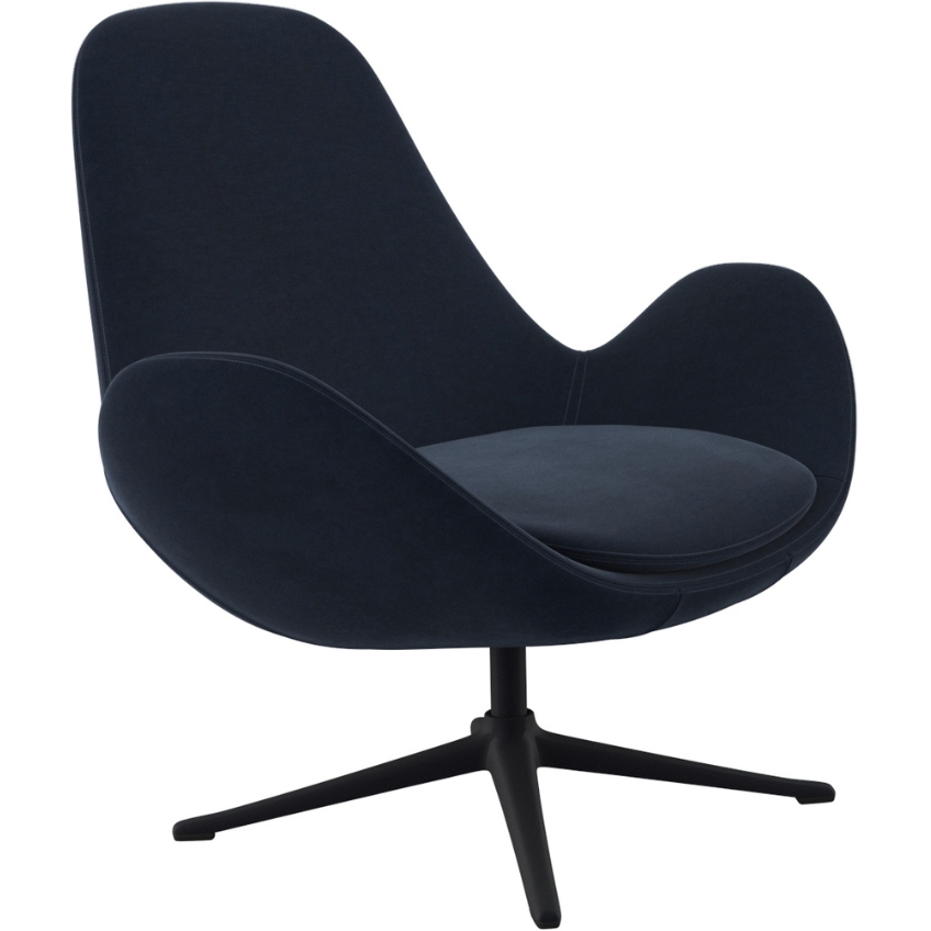 Tmavě modré sametové lounge křeslo FLEXLUX GHOST LOW Flexlux