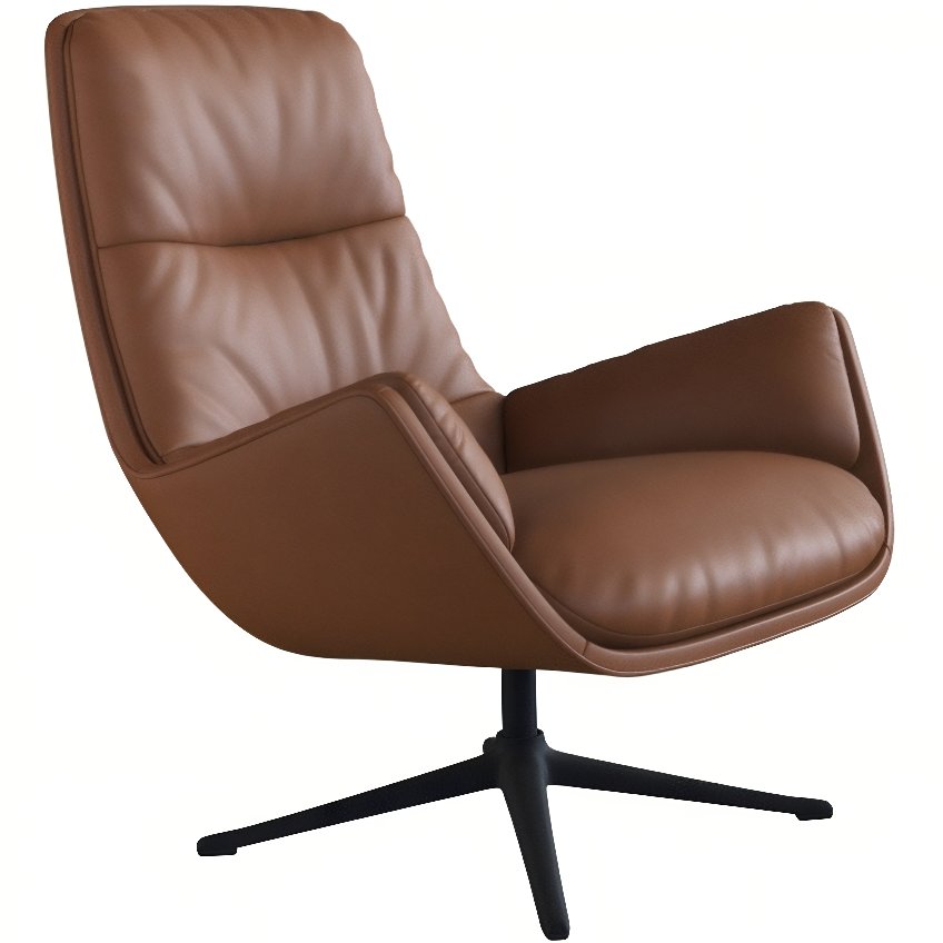 Koňakově hnědé kožené lounge křeslo FLEXLUX MORO Flexlux