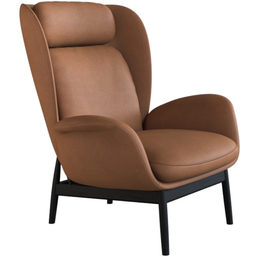 Koňakově hnědé kožené lounge křeslo FLEXLUX PADOVA Flexlux