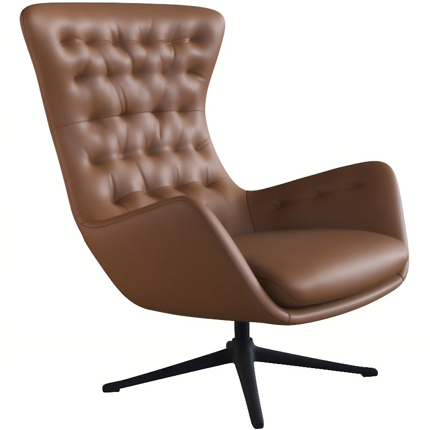 Koňakově hnědé kožené lounge křeslo FLEXLUX SINI Flexlux