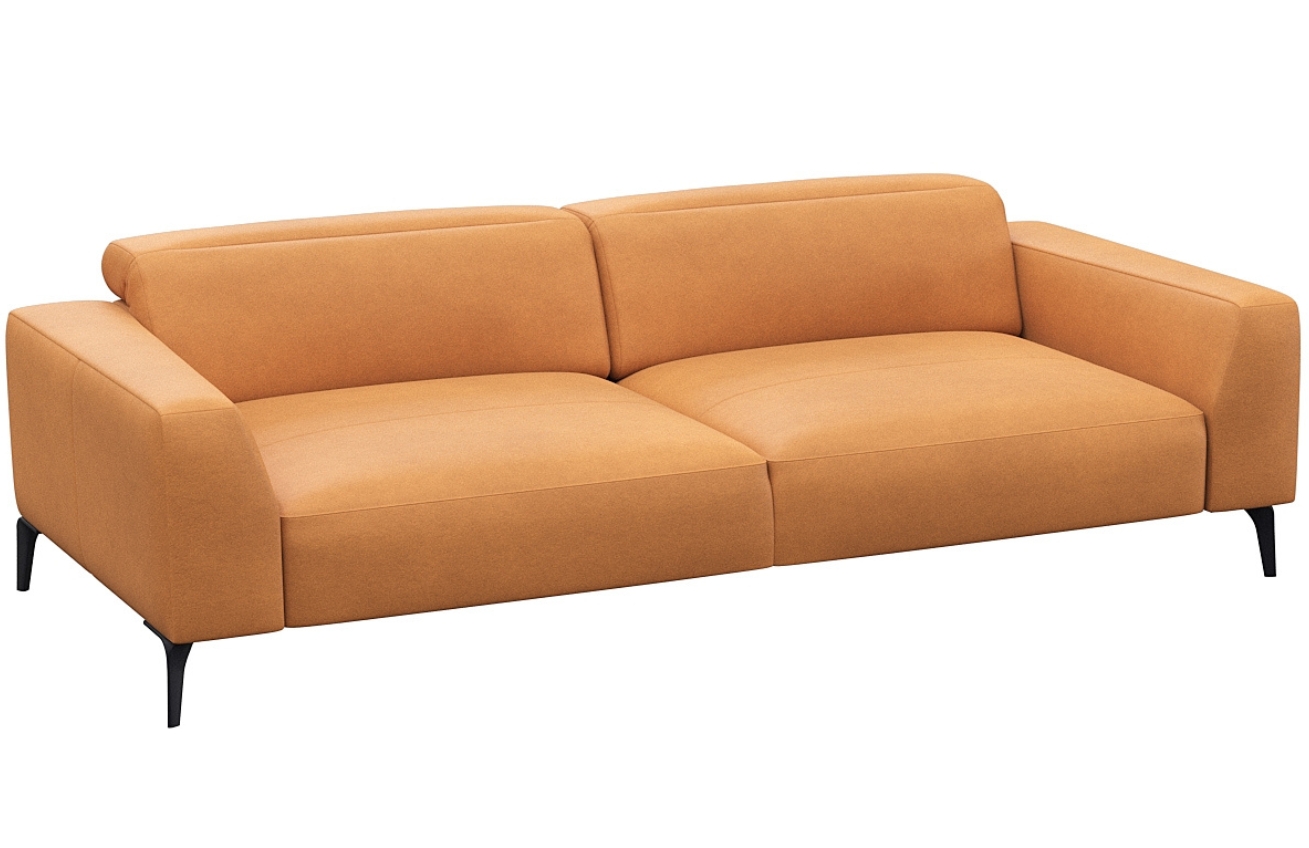 Koňakově hnědá kožená trojmístná pohovka FLEXLUX VOLUZZI 233 cm Flexlux