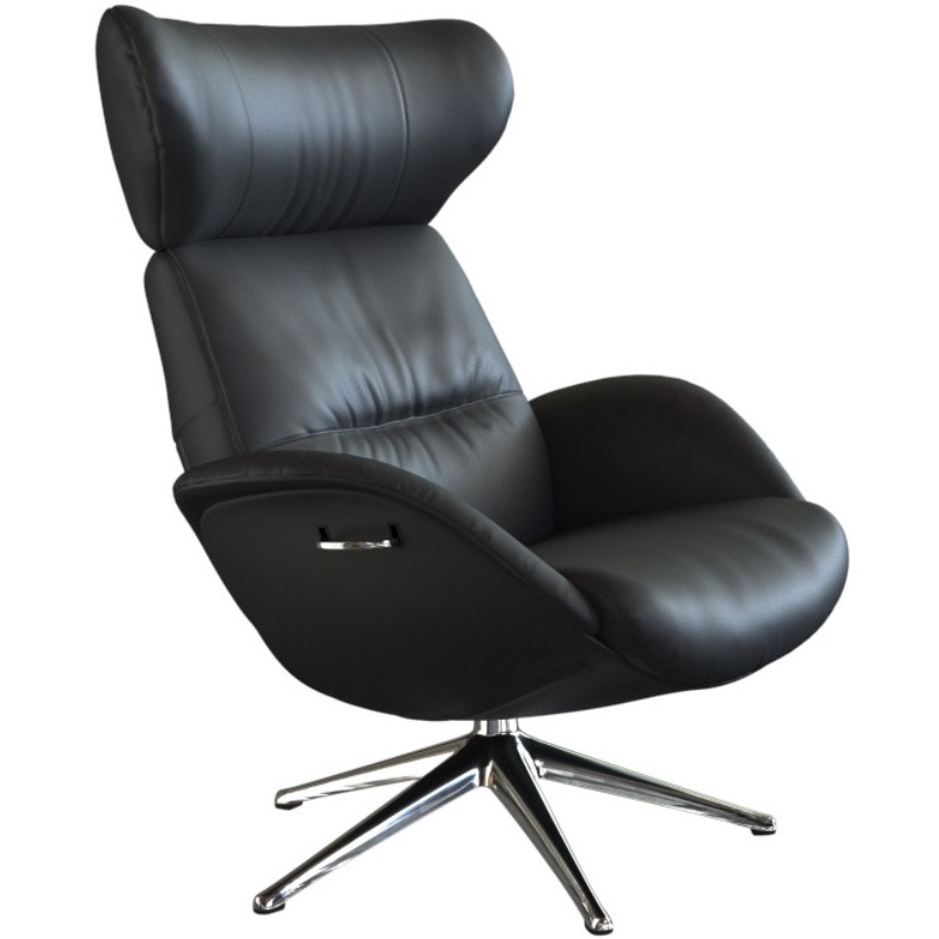 Černé kožené lounge křeslo FLEXLUX MORE Flexlux