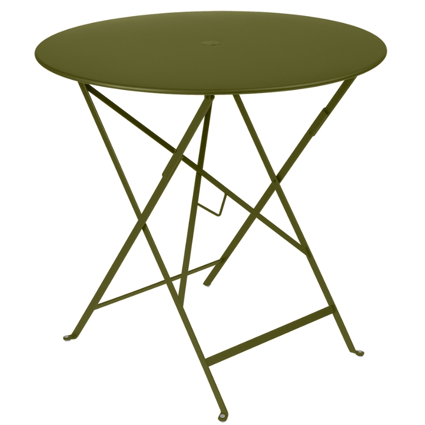 Zelený kovový skládací stůl Fermob Bistro Ø 77 cm - odstín pesto Fermob