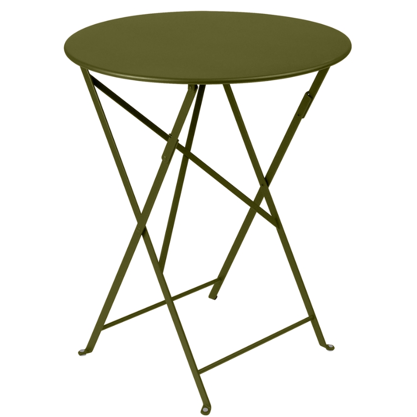 Zelený kovový skládací stůl Fermob Bistro Ø 60 cm - odstín pesto Fermob