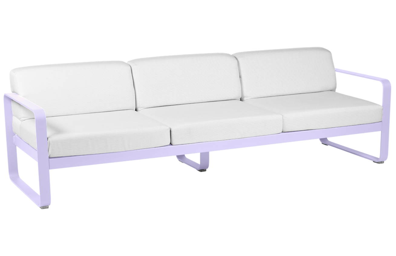 Bílá čalouněná zahradní pohovka Fermob Bellevie 235 cm s fialovou podnoží Fermob