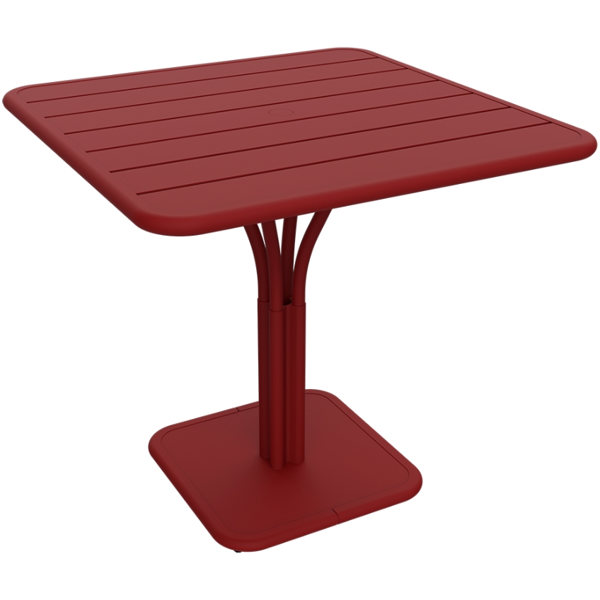 Červený kovový stůl Fermob Luxembourg Pedestal 80 x 80 cm Fermob
