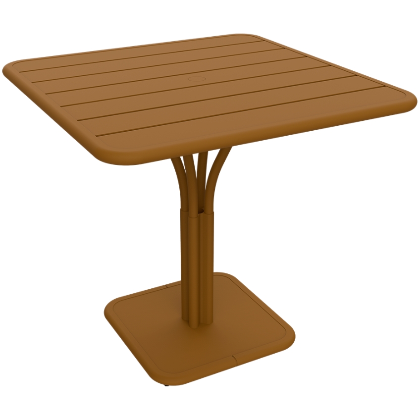 Hnědý kovový stůl Fermob Luxembourg Pedestal 80 x 80 cm Fermob