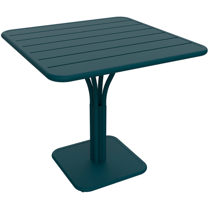 Modrý kovový stůl Fermob Luxembourg Pedestal 80 x 80 cm Fermob
