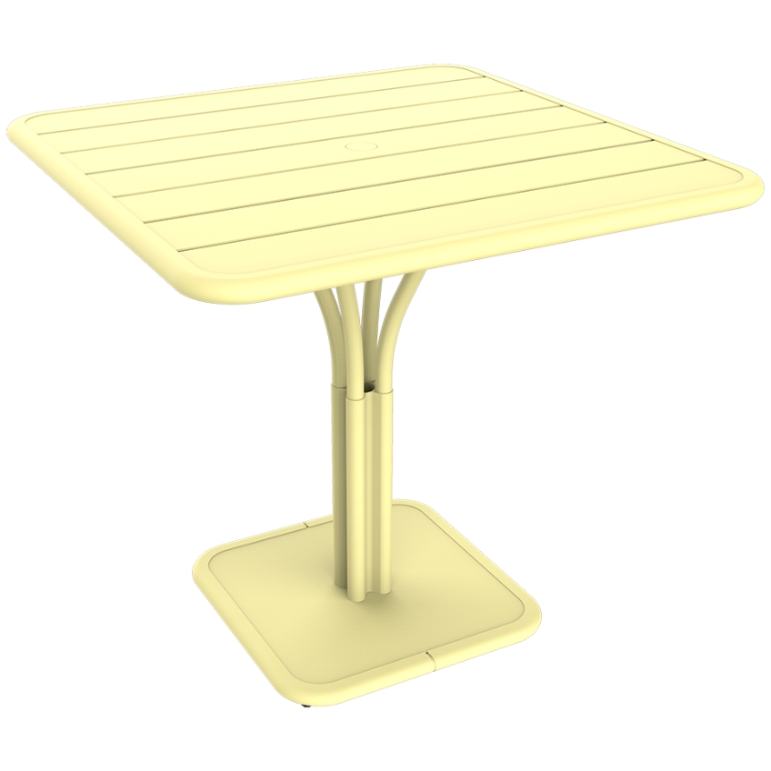 Citronově žlutý kovový stůl Fermob Luxembourg Pedestal 80 x 80 cm Fermob