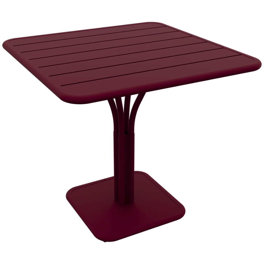 Třešňově červený kovový stůl Fermob Luxembourg Pedestal 80 x 80 cm Fermob