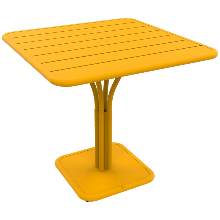 Žlutý kovový stůl Fermob Luxembourg Pedestal 80 x 80 cm Fermob
