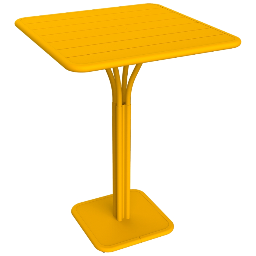 Žlutý kovový barový stůl Fermob Luxembourg Pedestal 80 x 80 cm Fermob