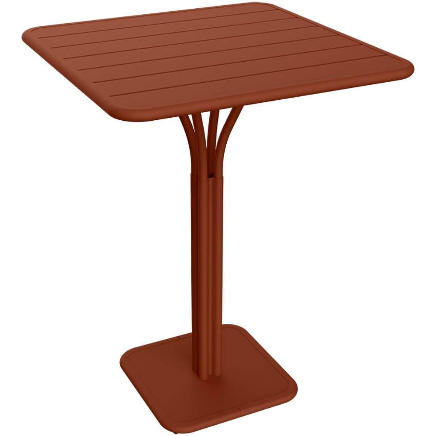 Zemitě červený kovový barový stůl Fermob Luxembourg Pedestal 80 x 80 cm Fermob