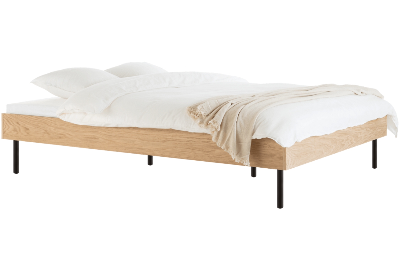 noo.ma Dubová dvoulůžková postel Streiko 160 x 200 cm s roštem noo.ma