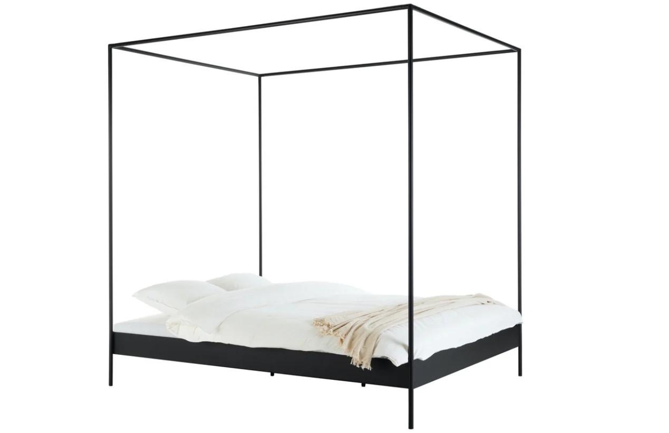 noo.ma Černá kovová dvoulůžková postel Eton II. 200 x 200 cm s roštem noo.ma