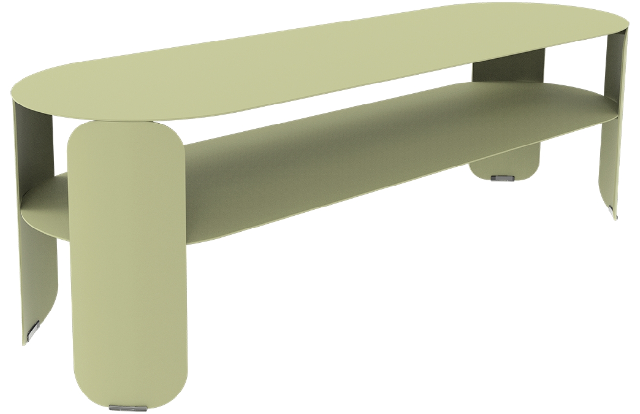 Světle zelený kovový zahradní konferenční stolek Fermob Bebop 120 x 40 cm Fermob