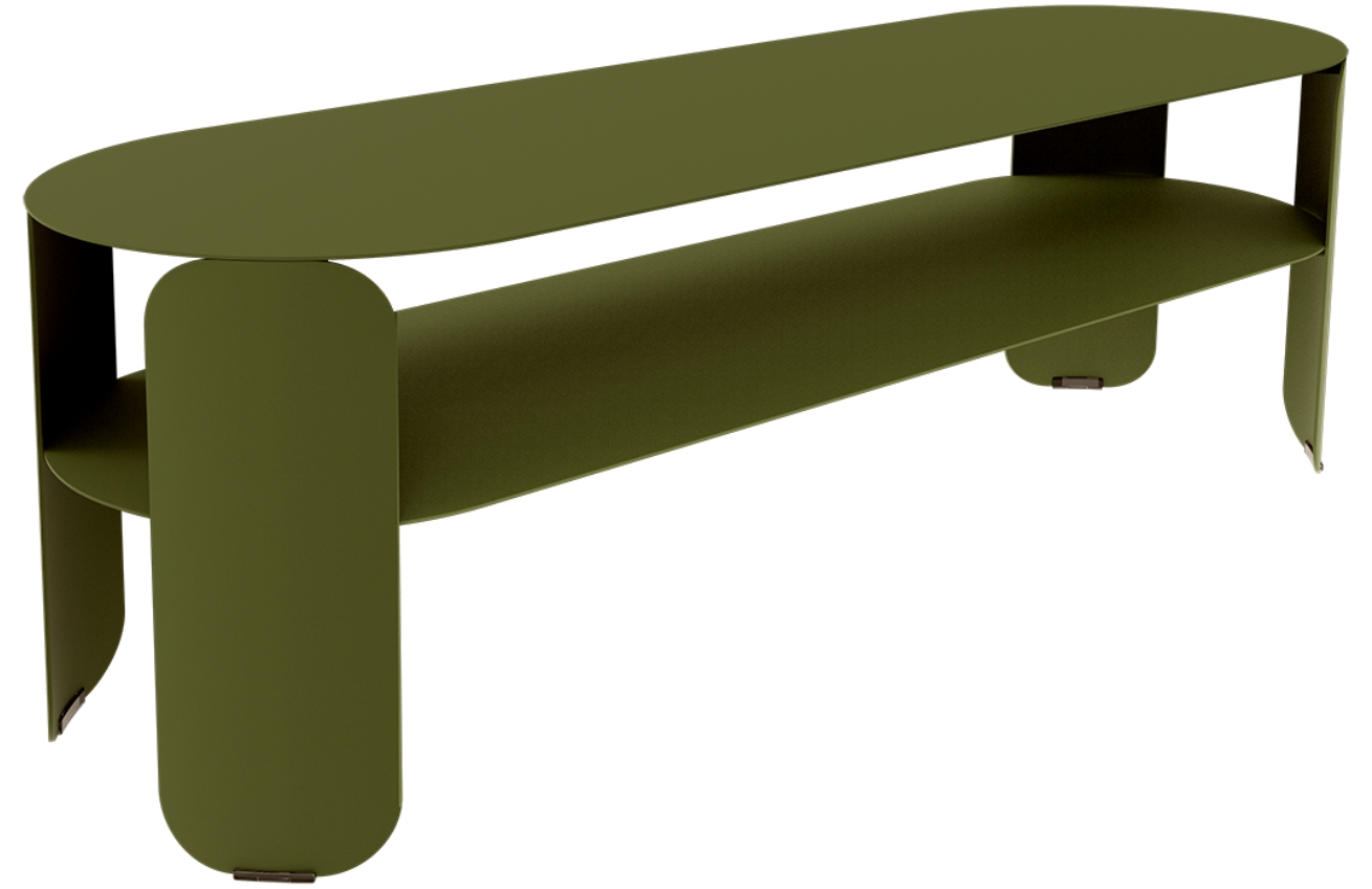 Zelený kovový zahradní konferenční stolek Fermob Bebop 120 x 40 cm - odstín pesto Fermob