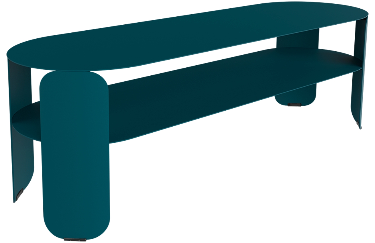 Modrý kovový zahradní konferenční stolek Fermob Bebop 120 x 40 cm Fermob