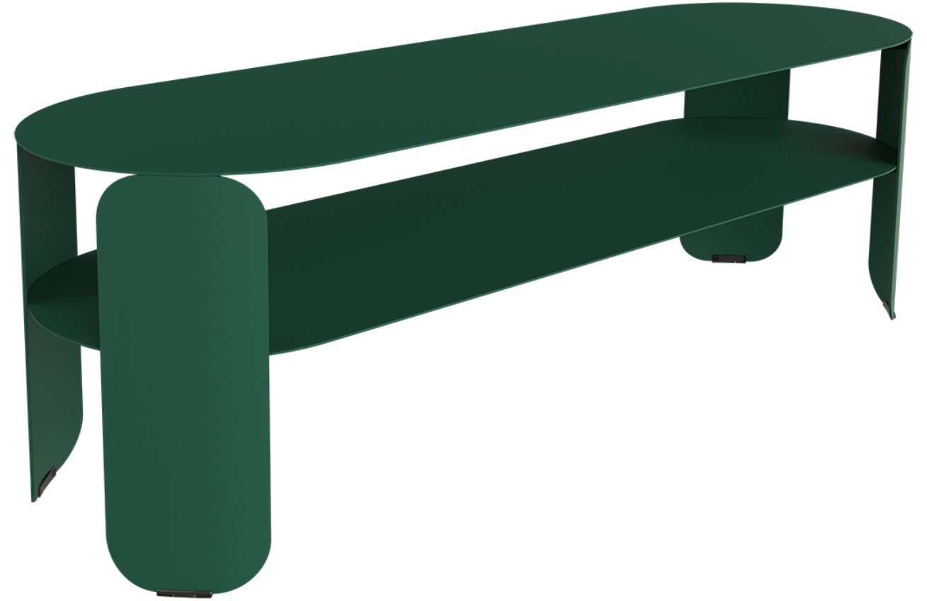 Tmavě zelený kovový zahradní konferenční stolek Fermob Bebop 120 x 40 cm Fermob